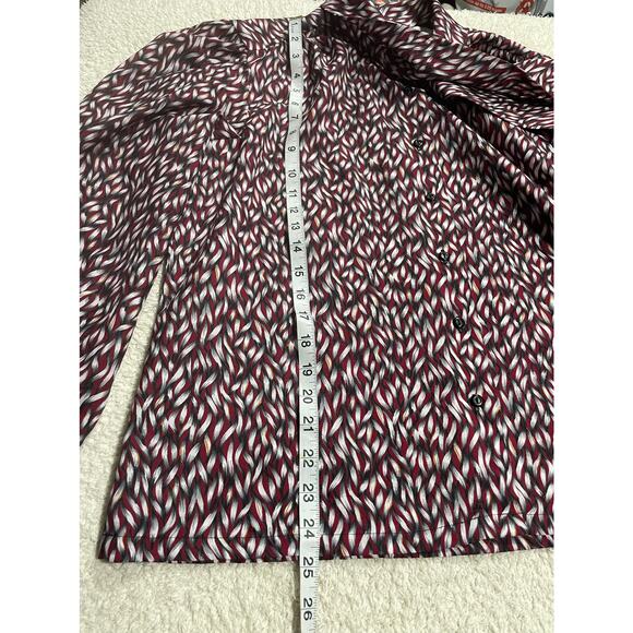 VTG Judy Bond Button Shirt Womens Sz 16 Pussybow Front Bow Puff Sleeve Patterned - Picture 2 of 10